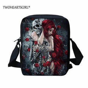 Twoheartsgirl Gothic Messenger Bag Dead Print Women Shoulder Mini Crossbody Bags