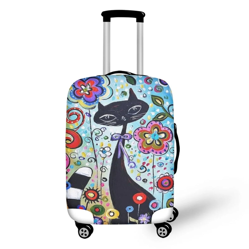 Twoheartsgirl Cat Pattern Luggage Cover Elastic Baggage Protector 18-32 Inch