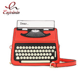 Typewriter Screen Print Vinyl Satchel Bag Women