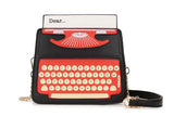 Typewriter Screen Print Vinyl Satchel Bag Women