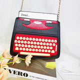 Typewriter Screen Print Vinyl Satchel Bag Women
