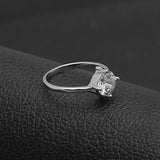 Sterling Silver Ring Clear Zircon Stone Wedding Engagement Gift