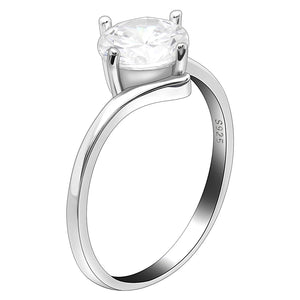 Sterling Silver Ring Clear Zircon Stone Wedding Engagement Gift