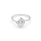 Sterling Silver Ring Clear Zircon Stone Wedding Engagement Gift