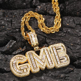 UIWN Zircon Pendant Baguette Letters Necklace Name Men's Commission Gift