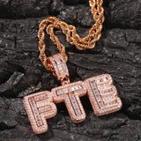 UIWN Zircon Pendant Baguette Letters Necklace Name Men's Commission Gift
