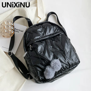 Ruched Nylon Backpack with Pendant Light