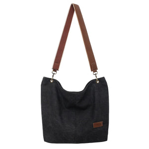 Minimalist Canvas Shoulder Bag Solid Large Capacity Girls Bags Casual Tote Handb