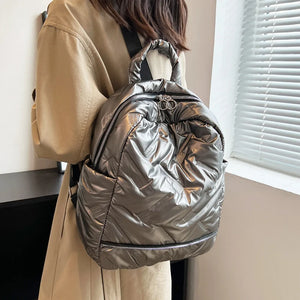 Fluffy Ruched Women's Backpack for School and Travel