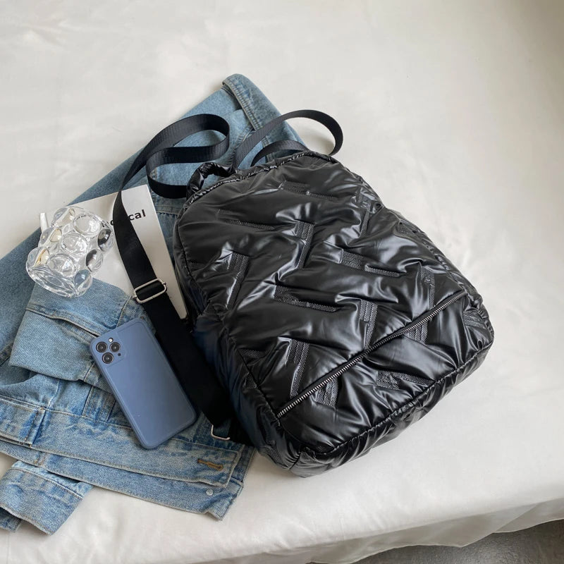 Fluffy Ruched Women's Backpack for School and Travel