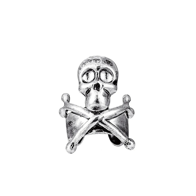 US Dark Skull Ear Clip Retro Gothic Punk Hip-Hop Halloween Earrings