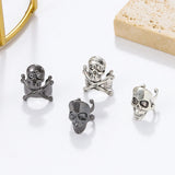 US Dark Skull Ear Clip Retro Gothic Punk Hip-Hop Halloween Earrings