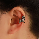 US Dark Skull Ear Clip Retro Gothic Punk Hip-Hop Halloween Earrings