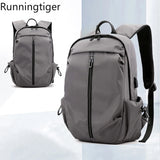Waterproof Nylon USB Backpack Men Travel Bag Gray