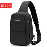 Waterproof USB Charge One Shoulder Bag Men Messenger Bags Male Sling Chest Bag