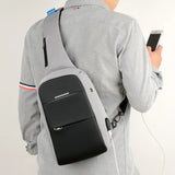Waterproof USB Charge One Shoulder Bag Men Messenger Bags Male Sling Chest Bag
