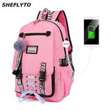 USB Charge Women Backpacks School Bags For Teenagers