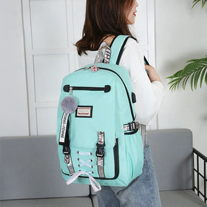 USB Charge Women Backpacks School Bags For Teenagers