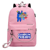 Rainbow Printing USB Charging Backpack for Teenage Girls School Travel Bag