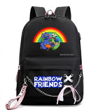 Rainbow Printing USB Charging Backpack for Teenage Girls School Travel Bag