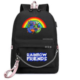 Rainbow Printing USB Charging Backpack for Teenage Girls School Travel Bag