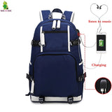 Canvas USB Charging Backpack Large Laptop Bag Casual Mochila