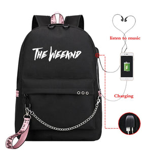 The Weeknd USB Charging Backpack for Teenagers