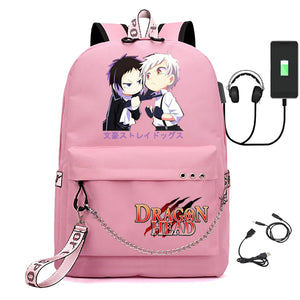 Bungo Stray Dogs Anime Girls School Backpack with USB Charging