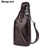USB Charging Explosion PU Men's Chest Bag Shoulder Bag