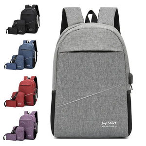 USB Charging Men's Bag Casual Multifunctional Backpacks Men School Bags 3 sets B