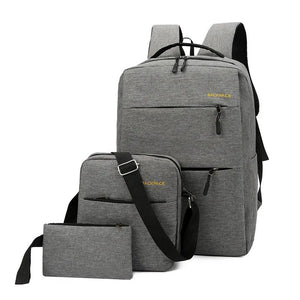 USB Charging Men's Bag Casual Multifunctional Backpacks 3 Sets