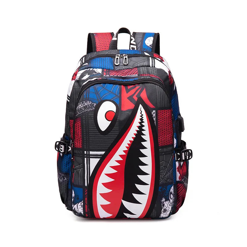 USB Charging Lightweight Shark Schoolbag For Boy