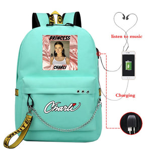 Charli D'Amelio Backpack USB Charging School Bag for Girls Women