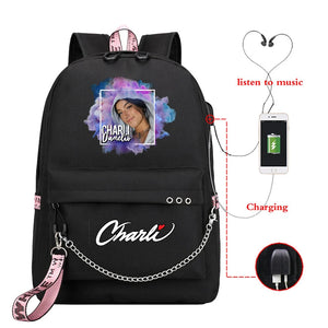 Charli D'Amelio Backpack USB Charging School Bag for Girls Women
