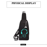 Anti Theft Luminous USB Charging Crossbody Bag Waterproof Travel Shoulder Bag