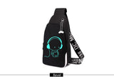 Anti Theft Luminous USB Charging Crossbody Bag Waterproof Travel Shoulder Bag