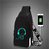 Anti Theft Luminous USB Charging Crossbody Bag Waterproof Travel Shoulder Bag
