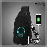 Anti Theft Luminous USB Charging Crossbody Bag Waterproof Travel Shoulder Bag