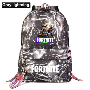 USB School Bag Man Women Backpack Luminous Letters Print