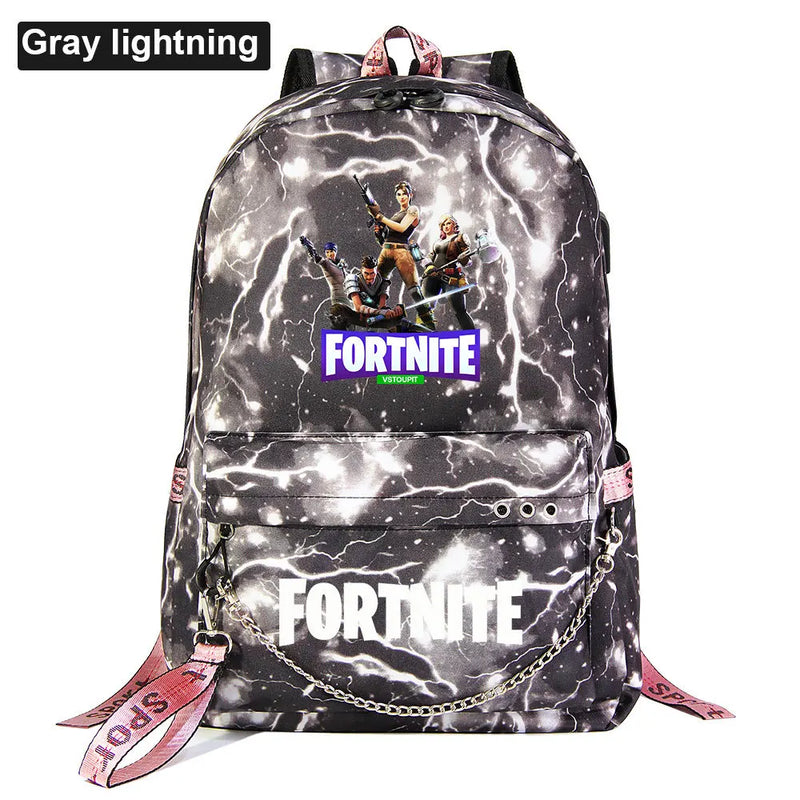USB School Bag Man Women Backpack Luminous Letters Print