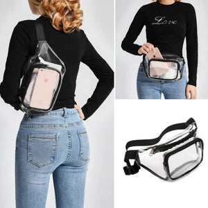 USWomen Lady PVC Waist Fanny Pack Clear Belt Bag Hip Bum Transparent Chest Pouch