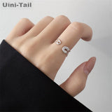 925 Tibetan Silver Double Layer Paper Clip Open Ring