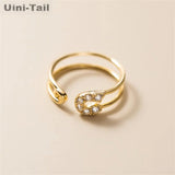 925 Tibetan Silver Double Layer Paper Clip Open Ring