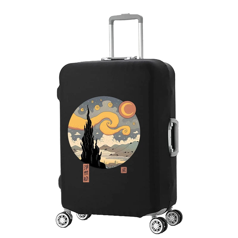 Ukiyo-e Pattern Luggage Cover Elastic Protective Cover