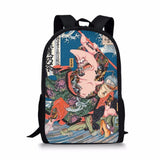 Ukiyoe Element School Backpacks for Teenager