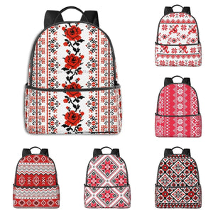 Ukrainian Embroidery Style Rose Adult Backpack Unisex Backpack