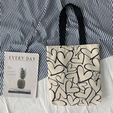 Ulzzang Tote Heart Shopping Bag for Lady Canvas Shoulder Bag