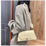 Retro T-Shaped Underarm Bag Solid Flap One-Shoulder Small Square Bag