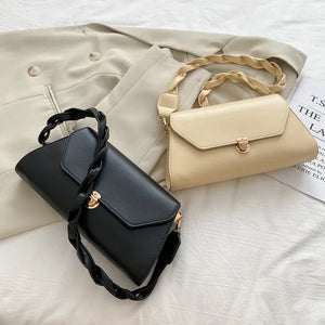 Retro T-Shaped Underarm Bag Solid Flap One-Shoulder Small Square Bag