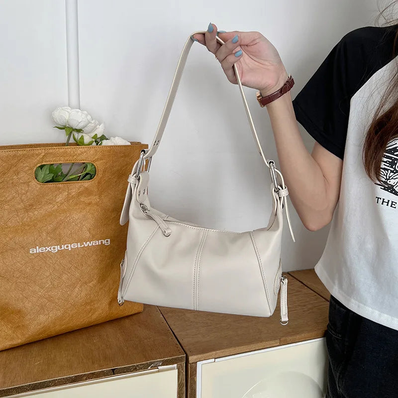 Women PU Leather Armpit Shoulder Bag Tote High Handbag